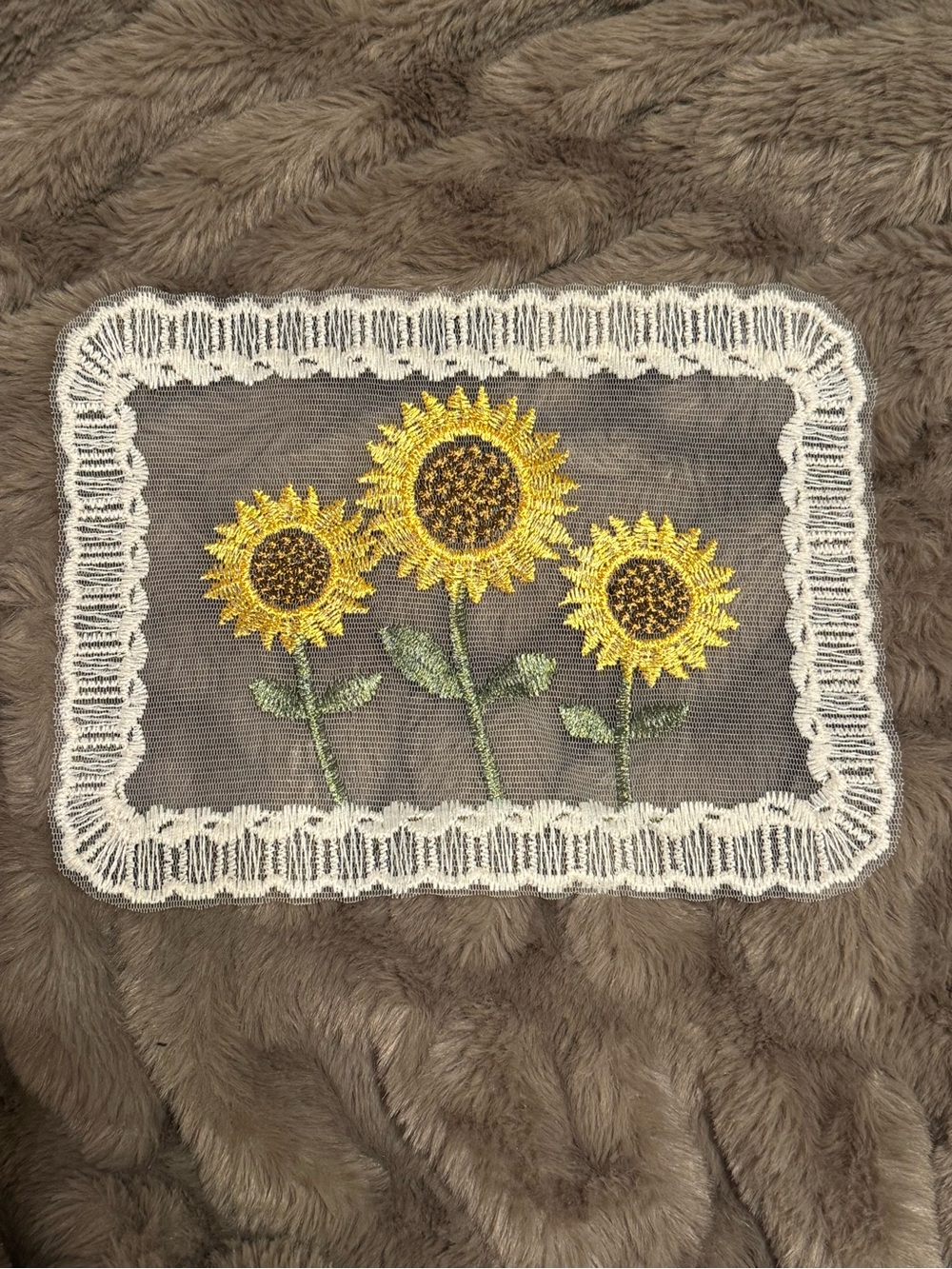 Embroidered Crochet and Lace Sunflower Lace Appliqué Placemat Doilies